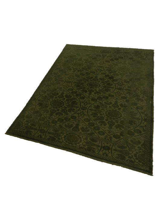 Color Bouquet 109693 Green Green 6.2x8.9 Hand Knotted Rug