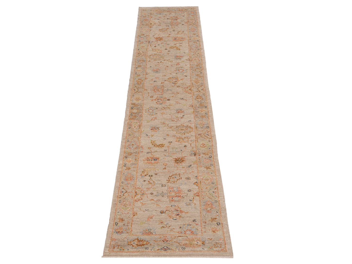 Angora Oushak 150377 Beige Brown 2.8x13.9 Hand Knotted Rug