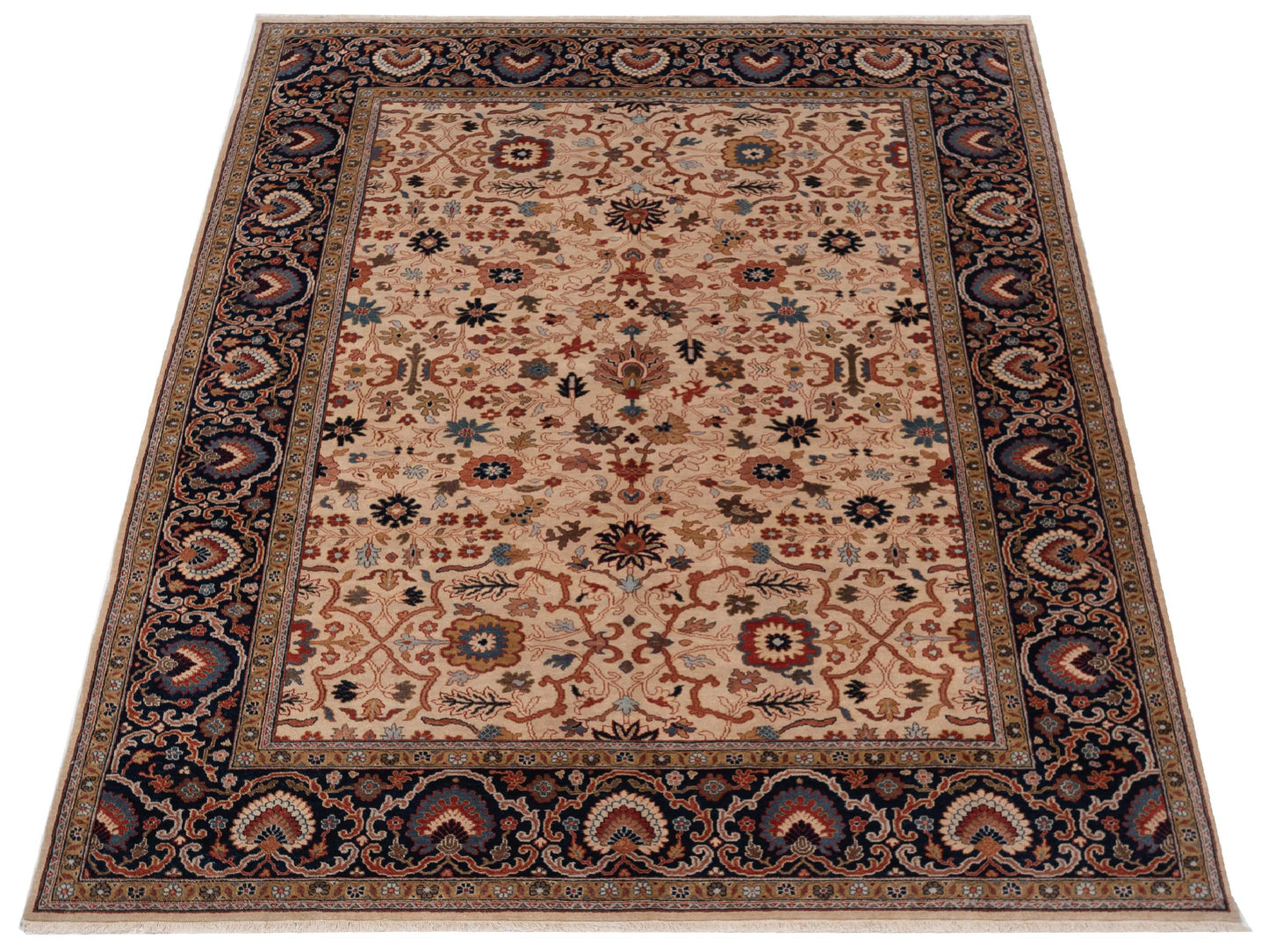 Crown 133174 Ivory Navy 9x11.11 Hand Knotted Rug