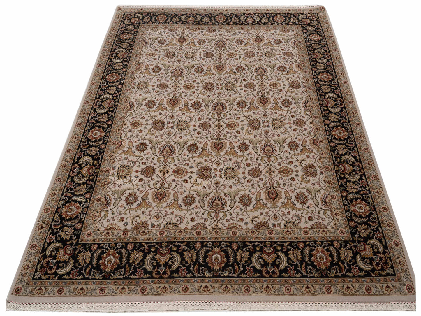 Imperial Silk 145037 Ivory Black 8.2x10.3 Hand Knotted Rug