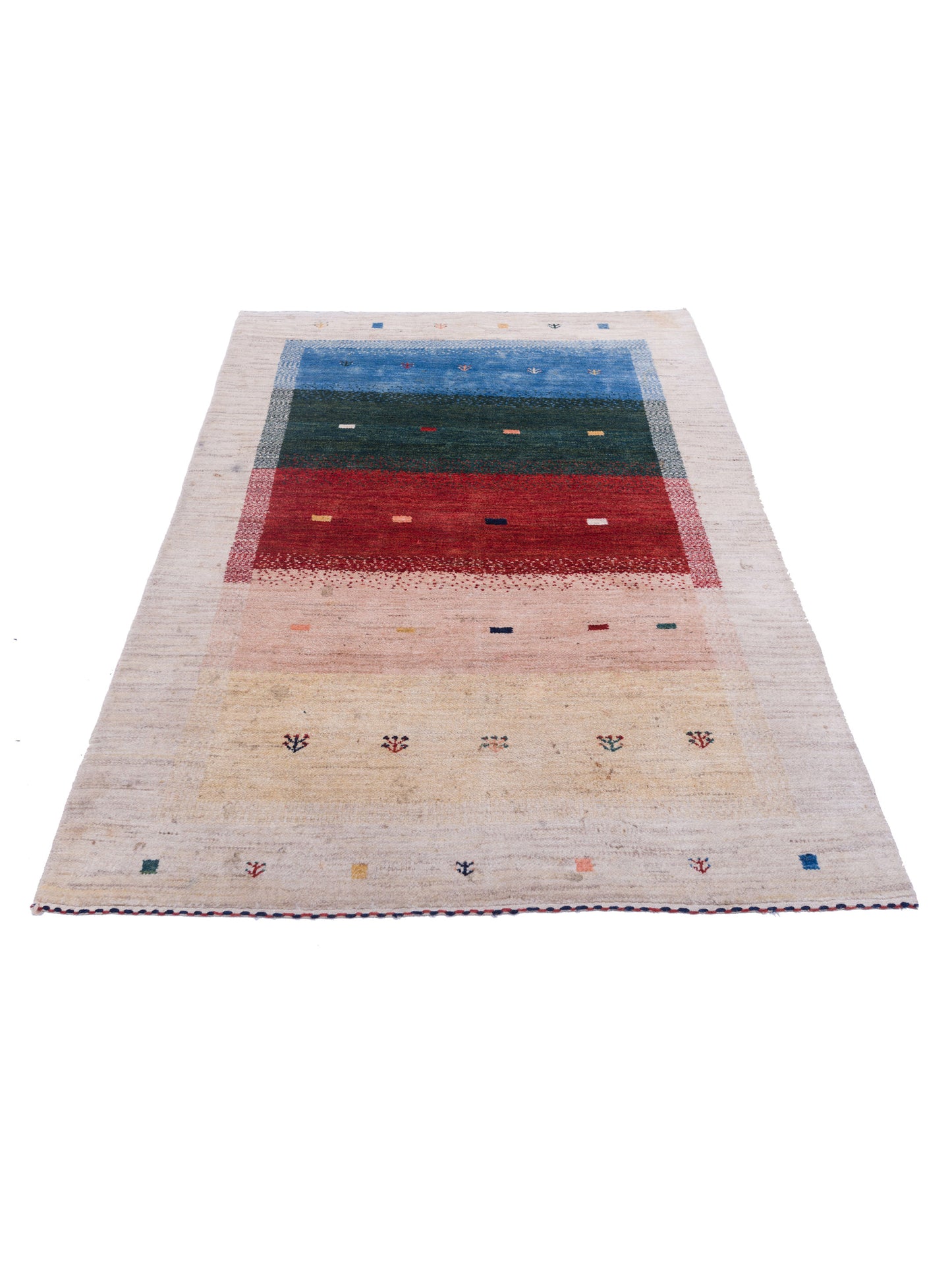 Modern Gabbeh 81417 Ivory Beige 4.1x6 Hand Knotted Rugs