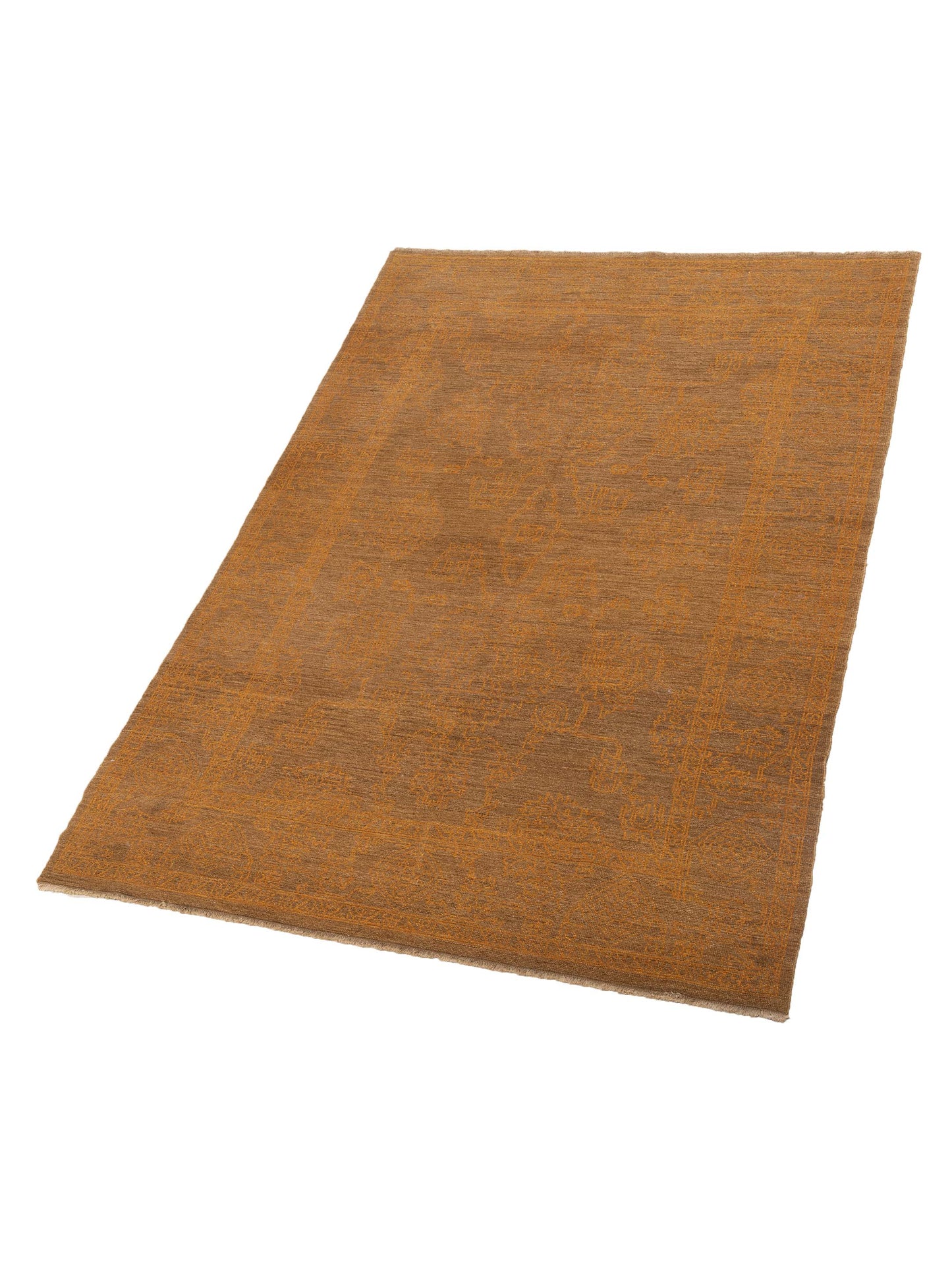 Defne Jade Brown Gold 6.2x9 Hand Knotted Rug