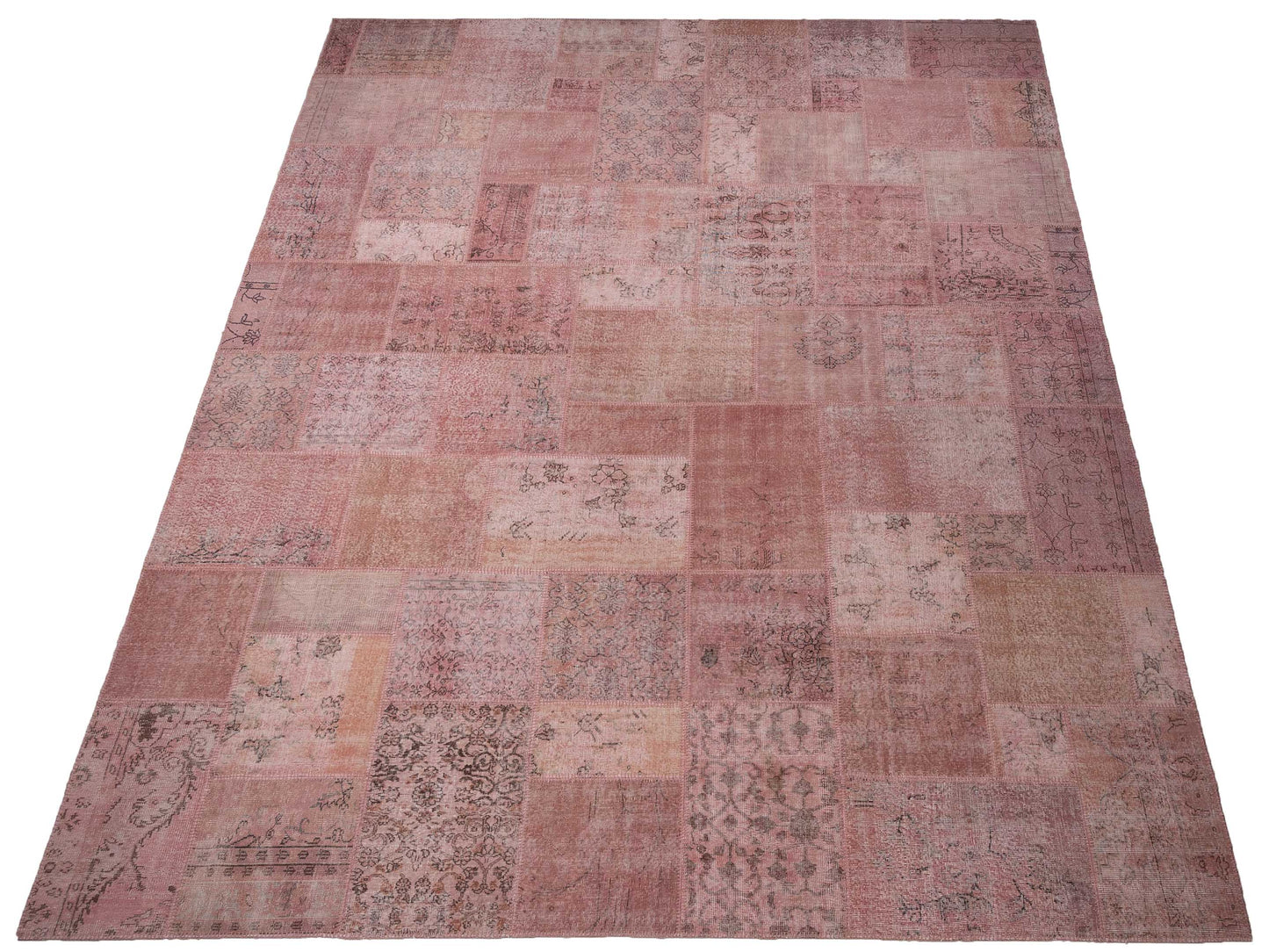 Turkish Vestige Patchwork 149173 Pink 12x14.11 Hand Knotted Rug