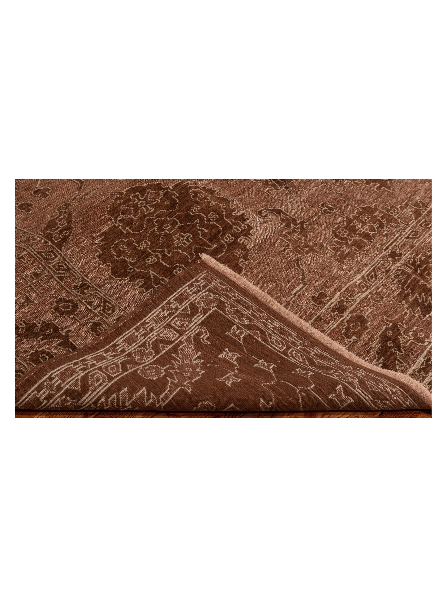 Defne Ruby Brown Ice Blue 6.5x9 Hand Knotted Rug