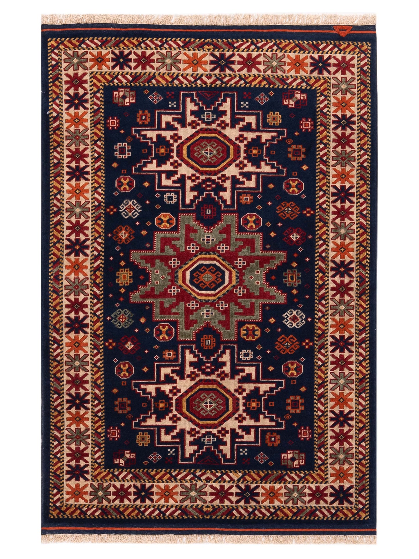 Pasha Turkish Shirwan  Navy Ivory Traditional
