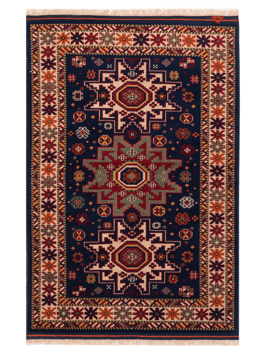 Pasha Turkish Shirwan  Navy Ivory Traditional