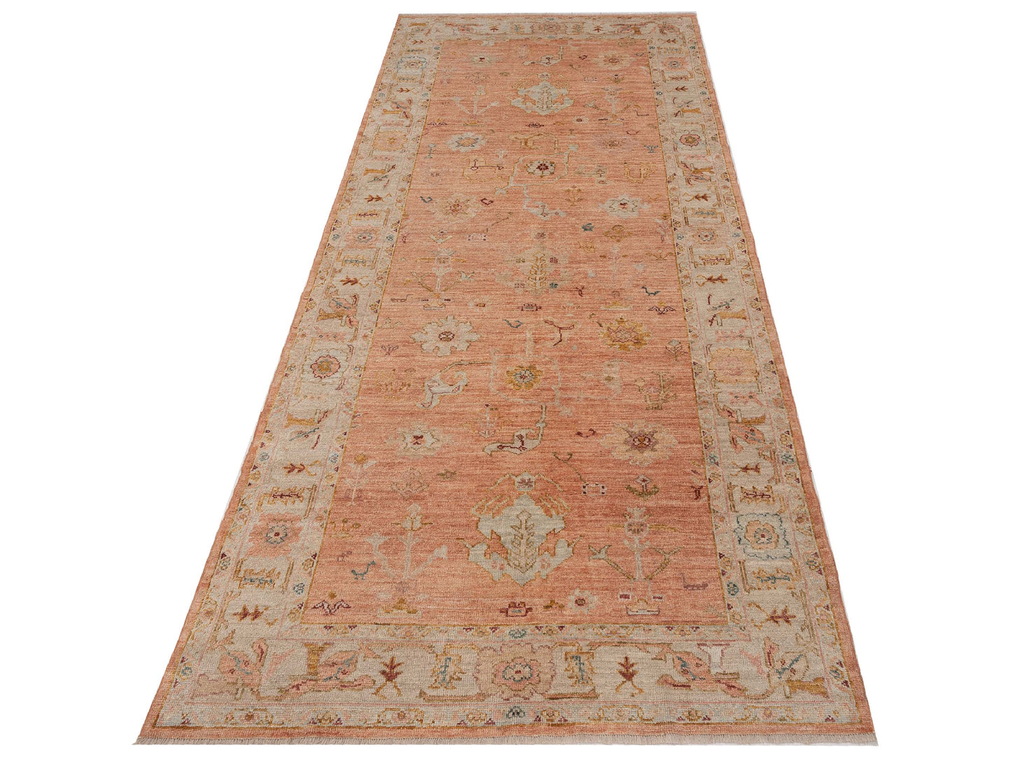 Angora Oushak 148199 Pink Ivory 6.1x13.5 Hand Knotted Rug