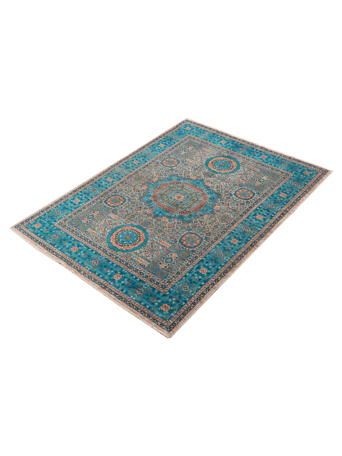 Artisan Mamluk 154650 Blue Blue 5.10x7.9 Hand Knotted Rug