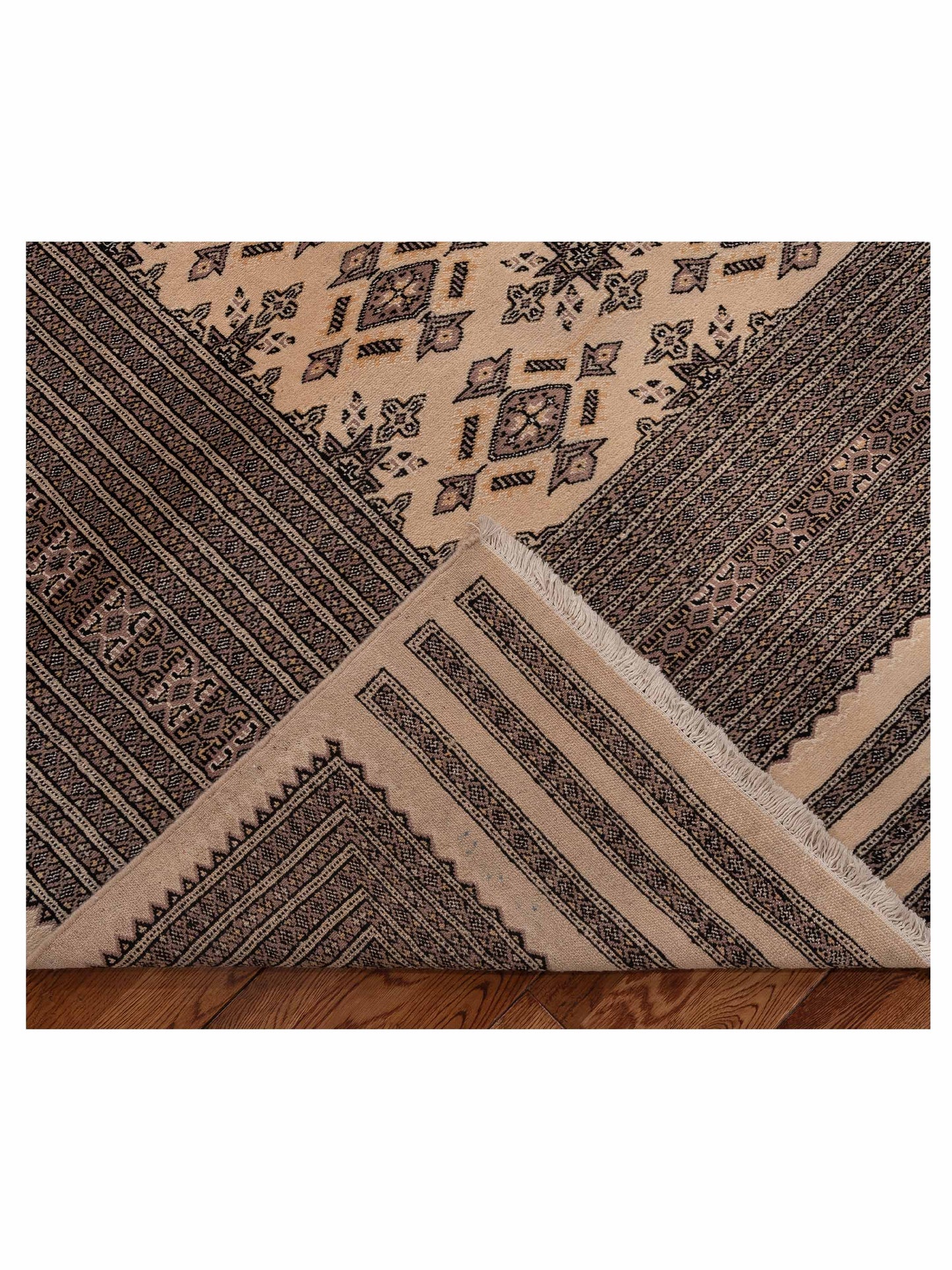 Bokhara 153421 Beige Black 9.6x12.9 Hand Knotted Rug