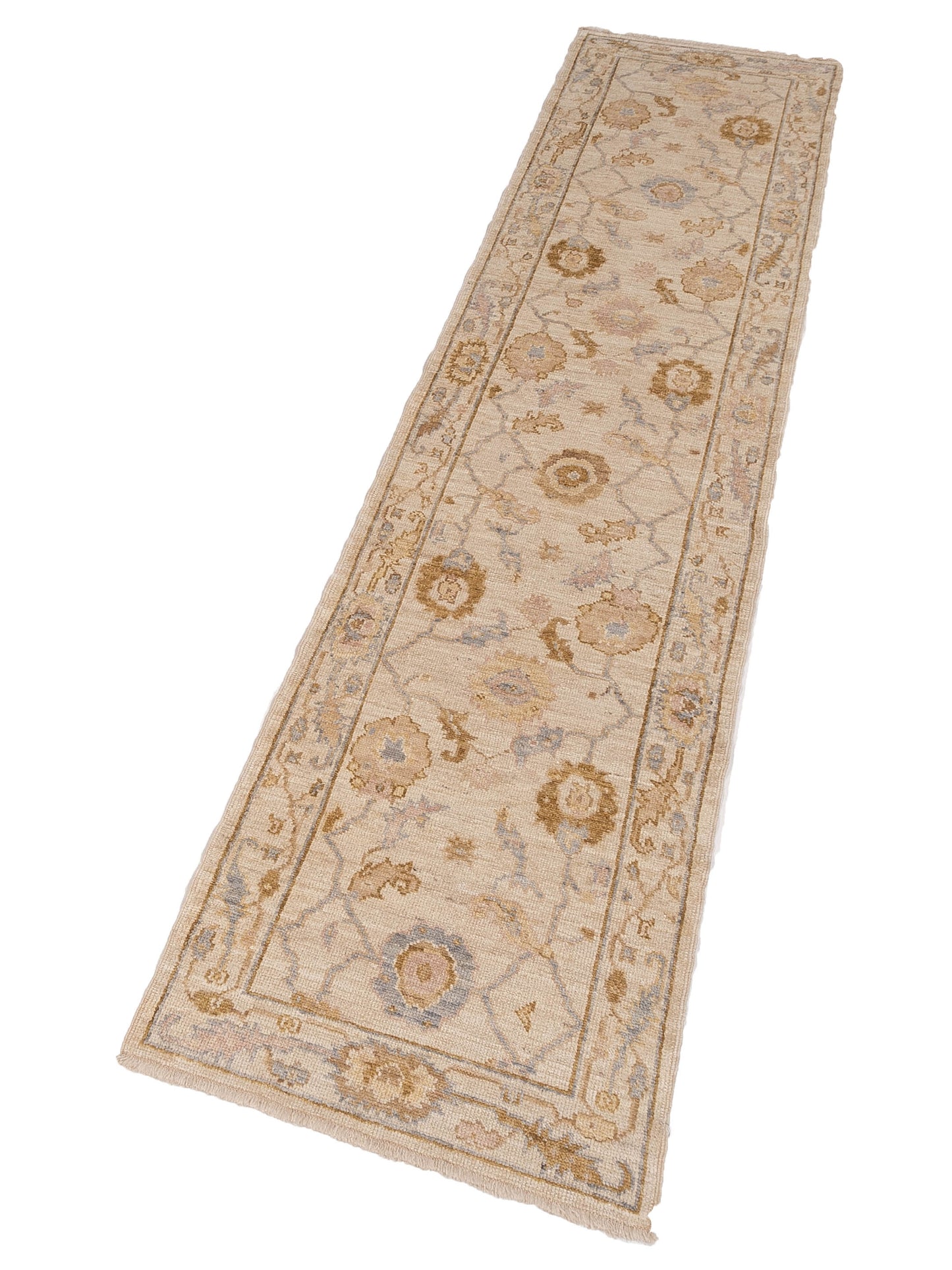 Angora Oushak 149447 Ivory Ivory 2.7x11.8 Hand Knotted Rug