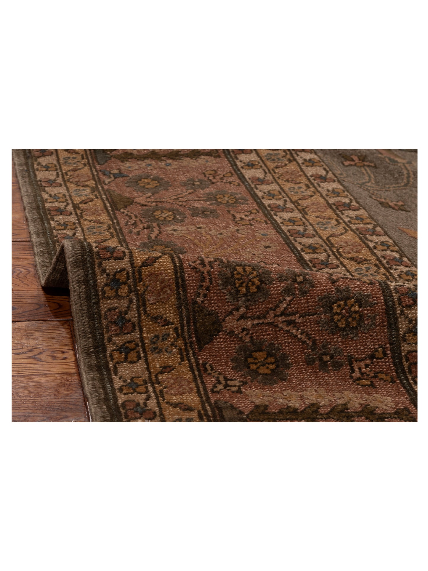 Turkish Elvan 75299 Sage Green Copper 11.5x15.2 Hand Knotted Rug