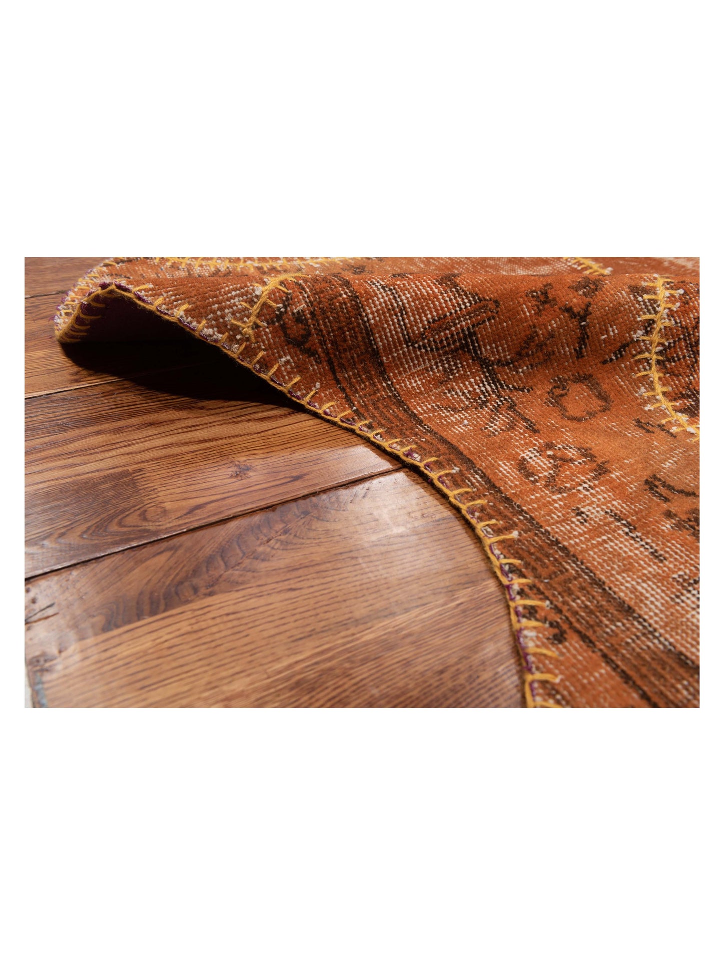 Turkish Vestige Patchwork 108877 Orange 7.2x9.10 Hand Knotted Rug