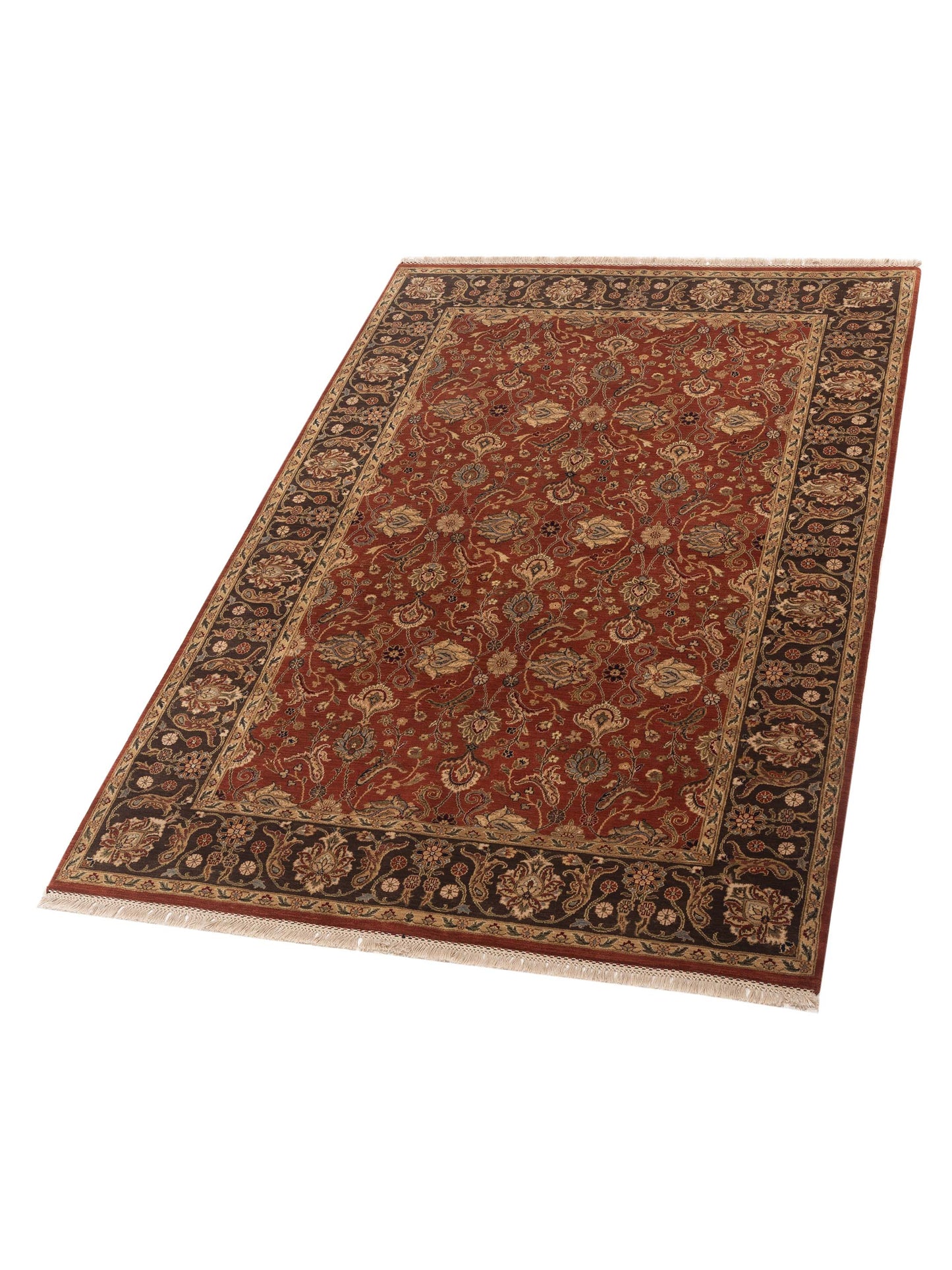 Crown 96242 Rust Brown 6x9.1 Hand Knotted Rug