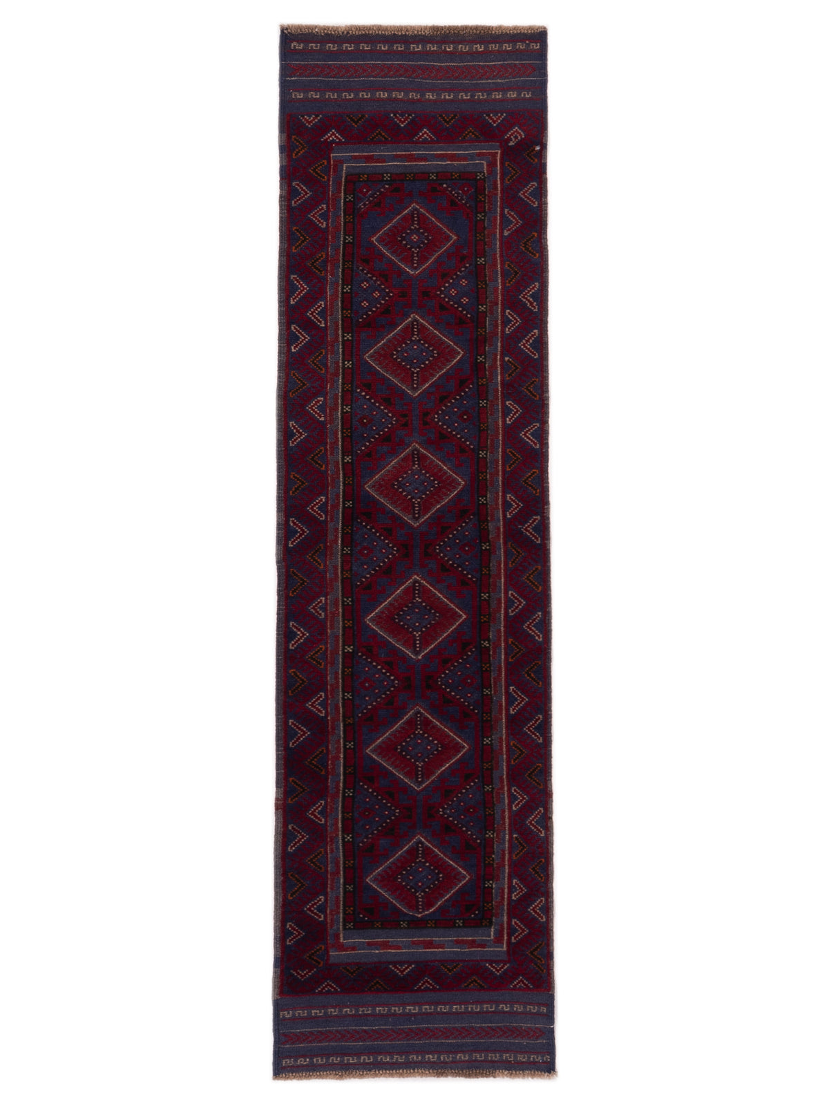 Nomad Afghan Soumak  Charcoal Red Tribal