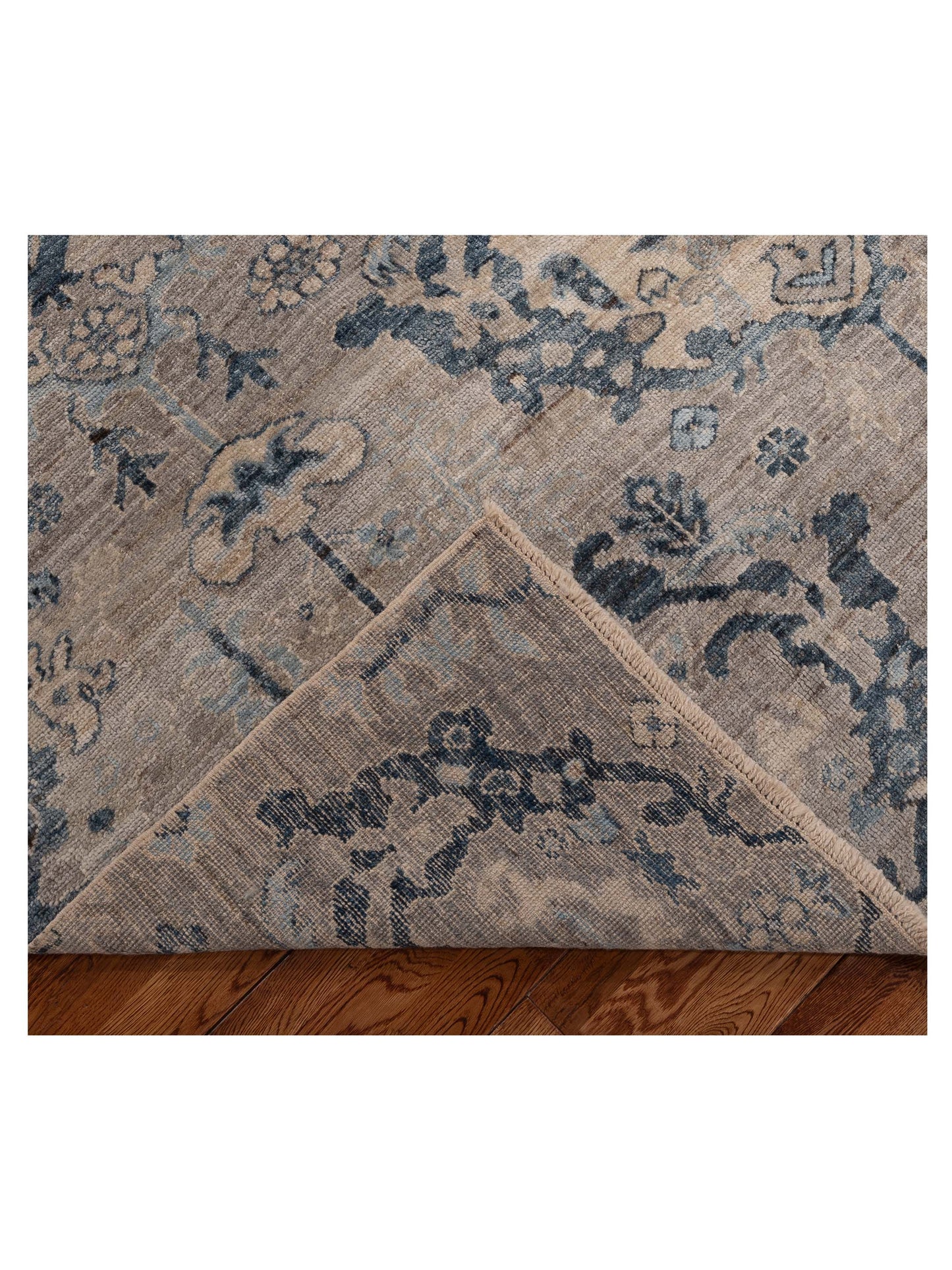 Angora Oushak 154071 Gray Blue 7.9x9.4 Hand Knotted Rug