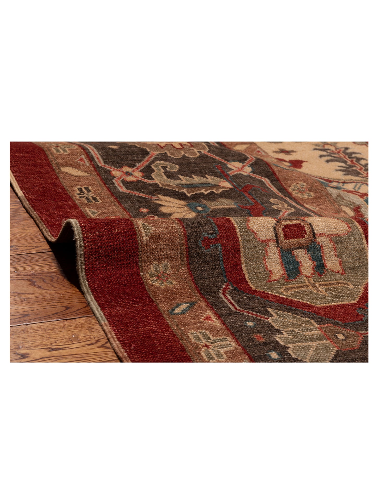 Angora Oushak 129835 Red Dark Brown 13x16.10 Hand Knotted Rug