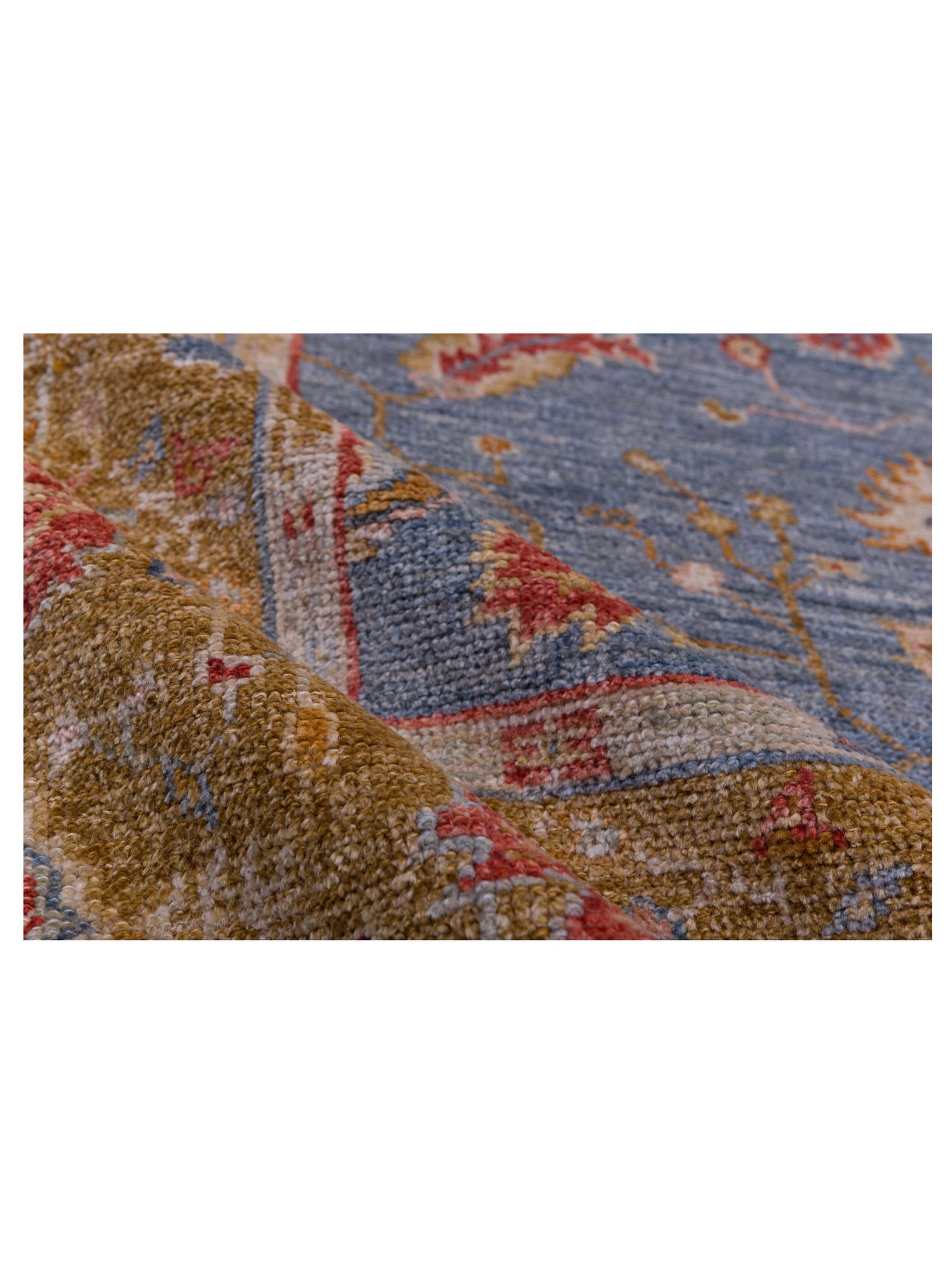 Angora Oushak 144585 Blue Brown 6.3x12.1 Hand Knotted Rug