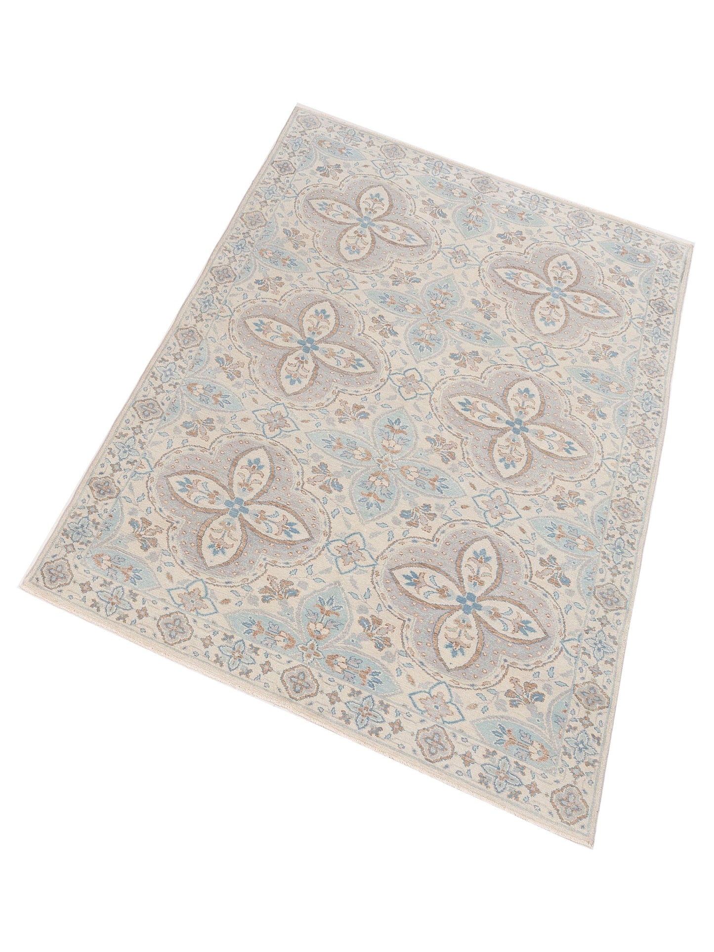 Andalusia 124335 Ivory Blue 6x8.9 Hand Knotted Rug