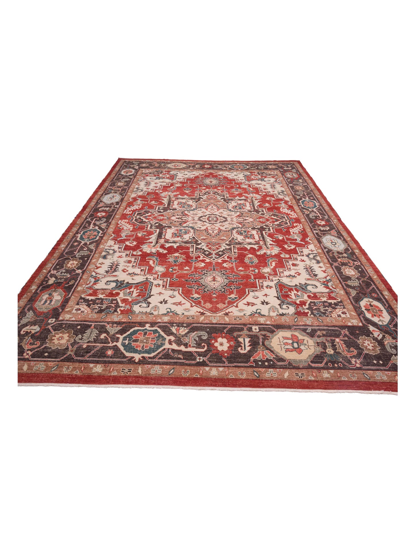 Angora Oushak 144658 Red Dark Brown 13x17.4 Hand Knotted Rug