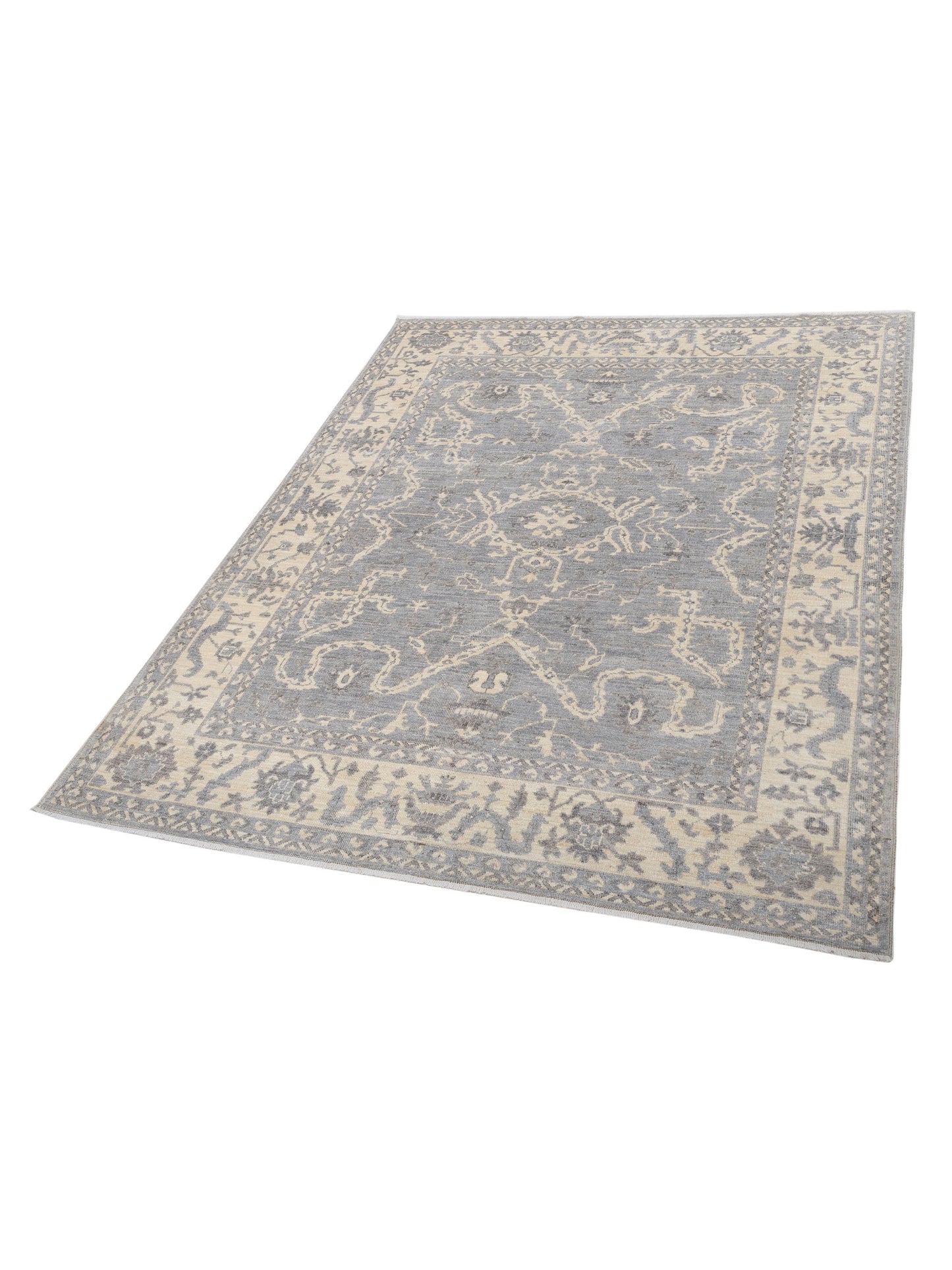 Anadol Oushak 125985 Gray Ivory 8.1x9.9 Hand Knotted Rug