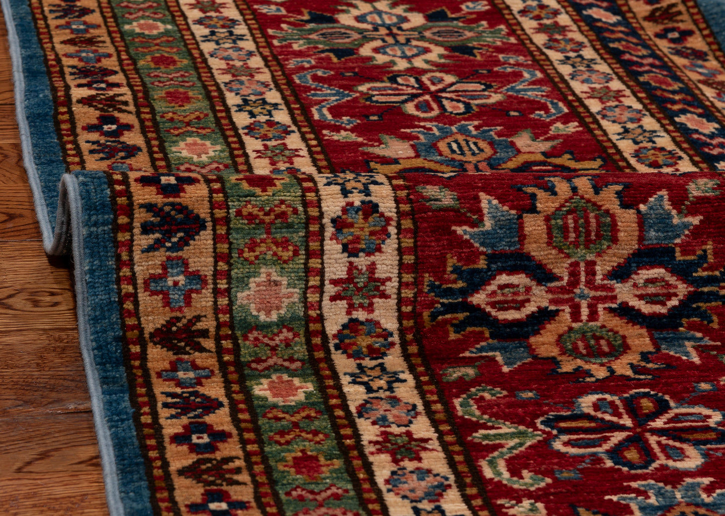 Artisan Kazak 152002 Blue Red 9.1x11.10 Hand Knotted Rug