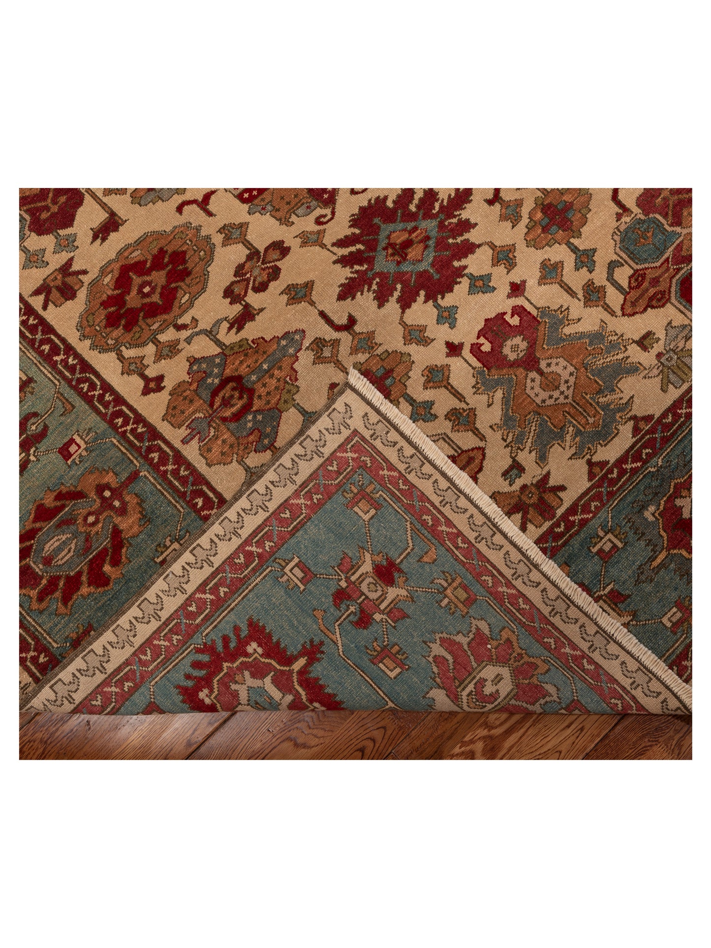 Antique Loom 104457 Ivory Blue 7.6x9.11 Hand Knotted Rug