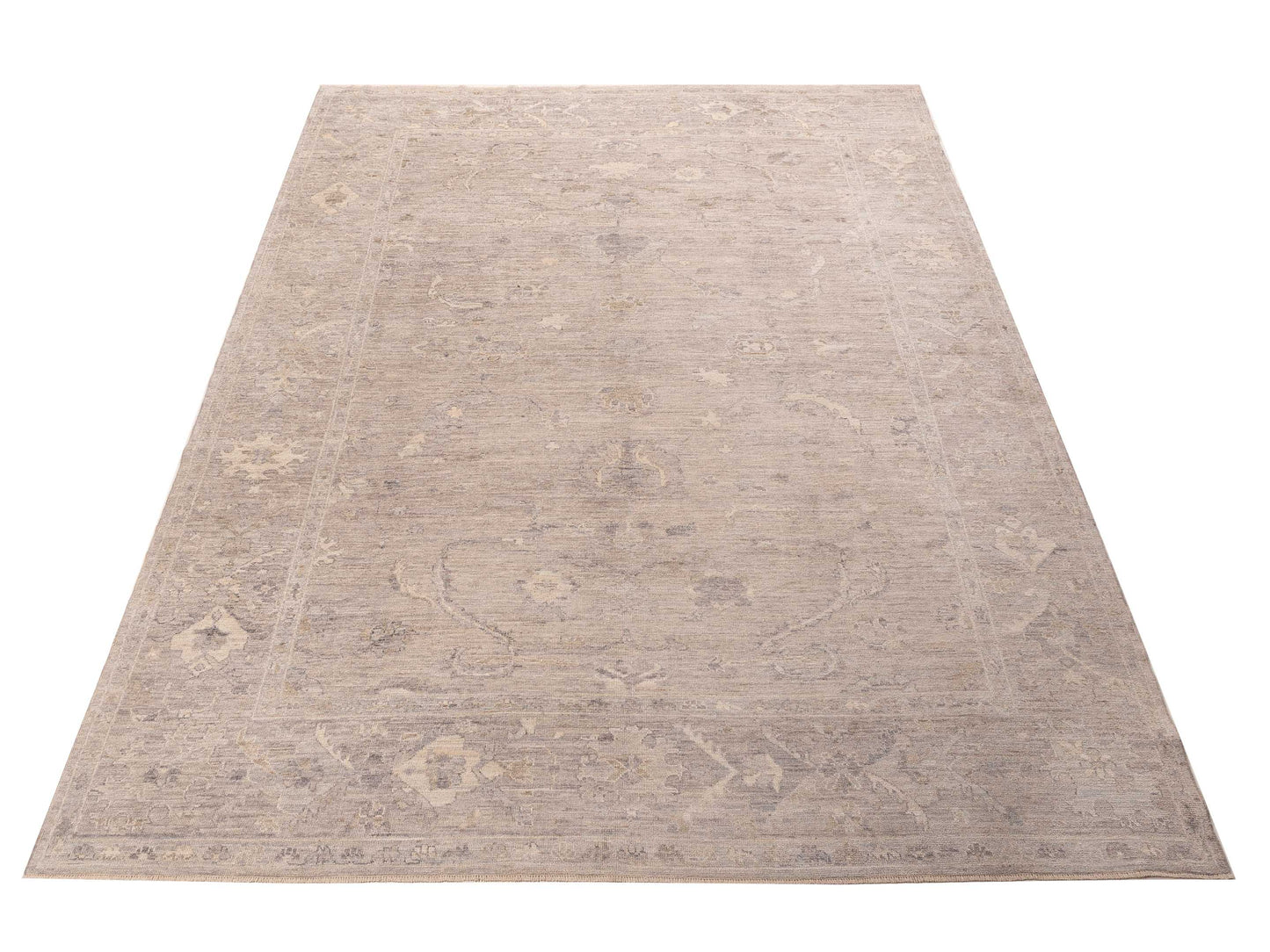 Angora Oushak 156090 Gray Gray 11.7x15.2 Hand Knotted Rug