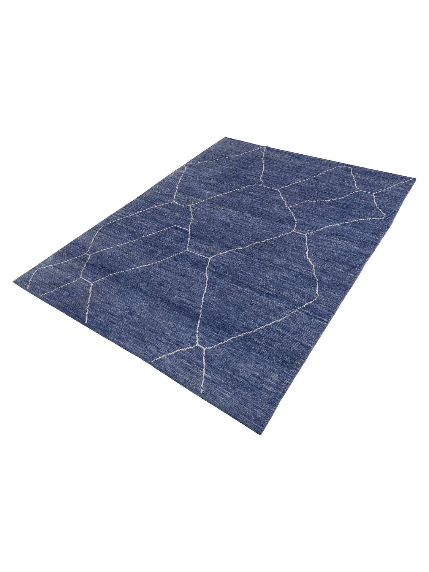 Berber Jean Blue Ivory 9.1x11.8 Hand Knotted Rug