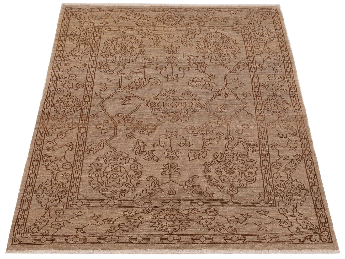 Defne Ruby Silver Dark Brown 4x6 Hand Knotted Rug