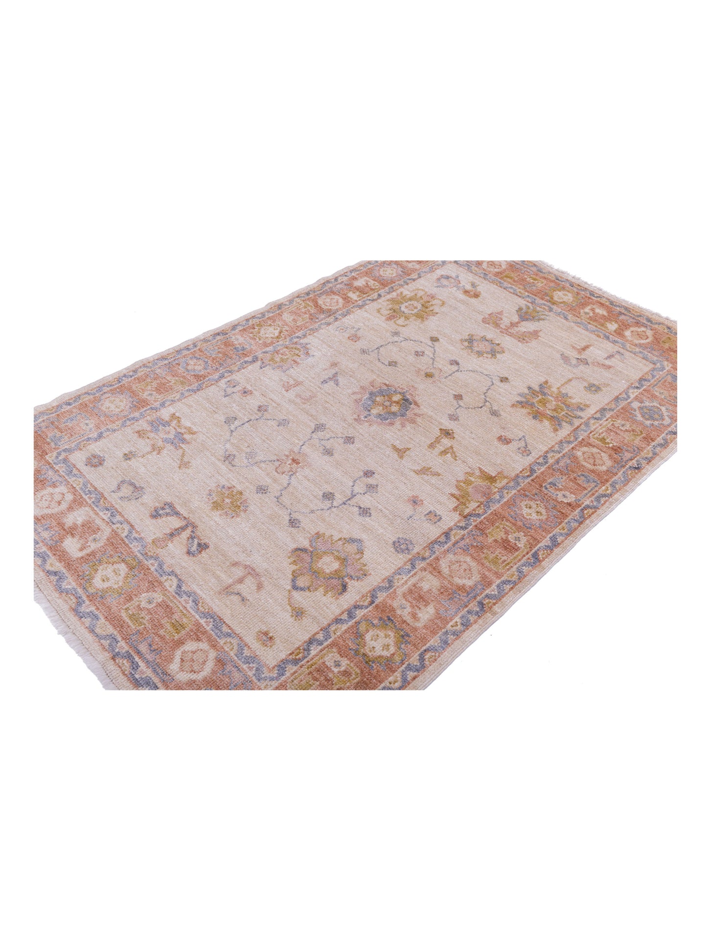 Angora Oushak 141172 Ivory Red 4.2x6.7 Hand Knotted Rug