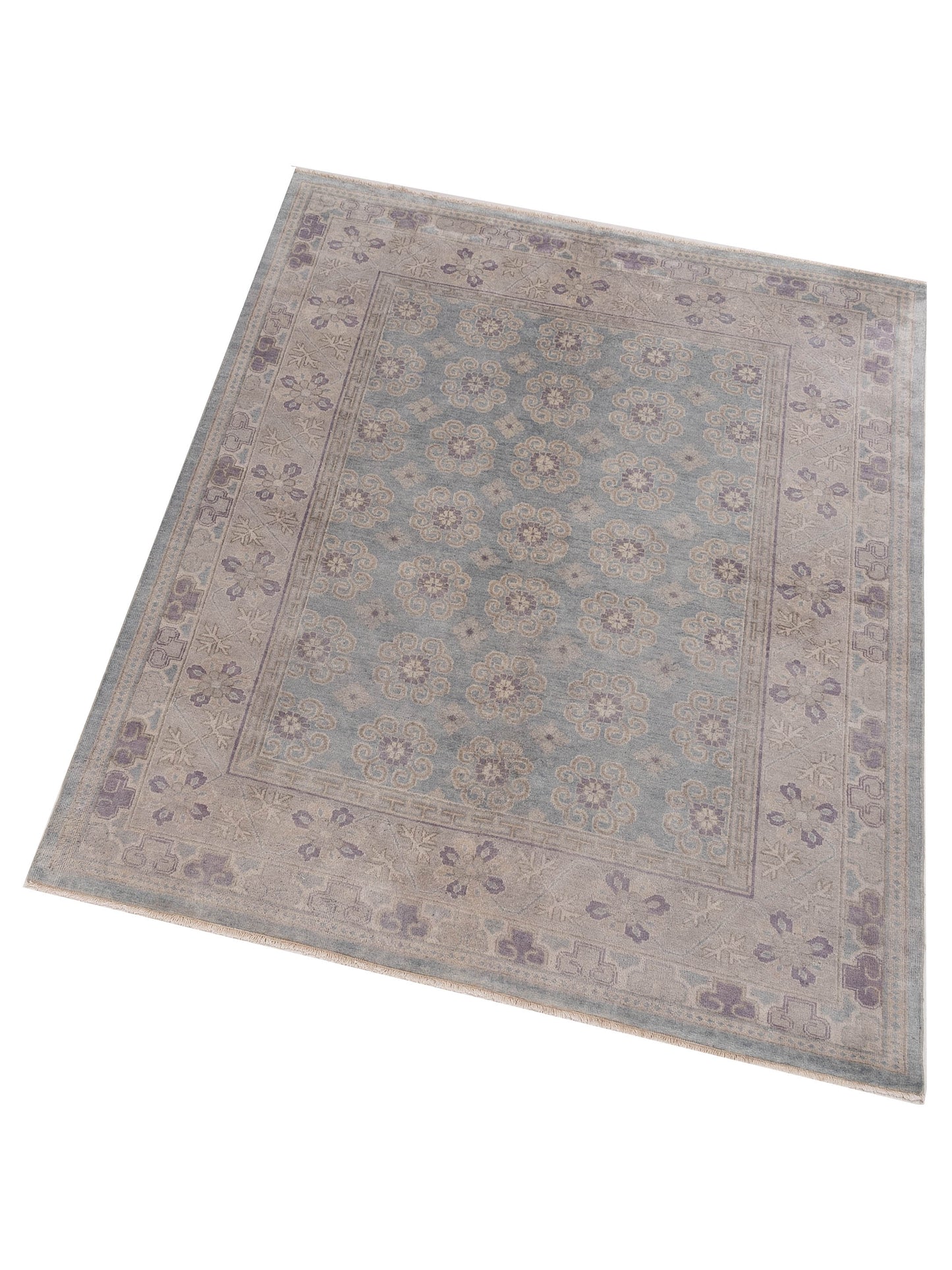 Evren 123509 Blue Silver 6.6x8.1 Hand Knotted Rug