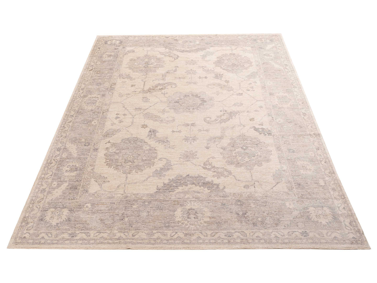 Angora Oushak 156203 Ivory Gray 10.3x13.3 Hand Knotted Rug