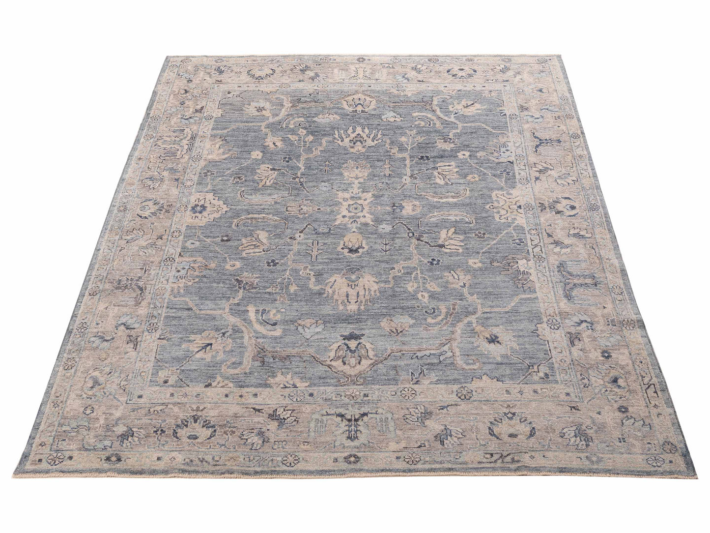 Angora Oushak 156114 Blue Gray 8x10.5 Hand Knotted Rug