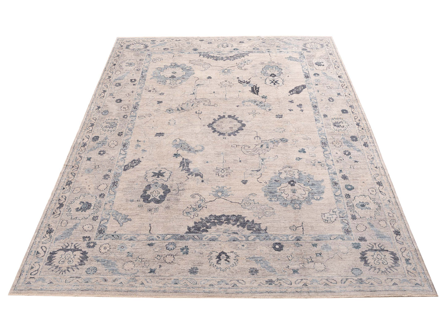 Angora Oushak 156051 Gray Gray 10.3x13.7 Hand Knotted Rug