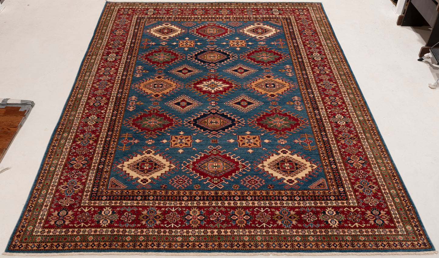 Artisan Kazak 152002 Blue Red 9.1x11.10 Hand Knotted Rug