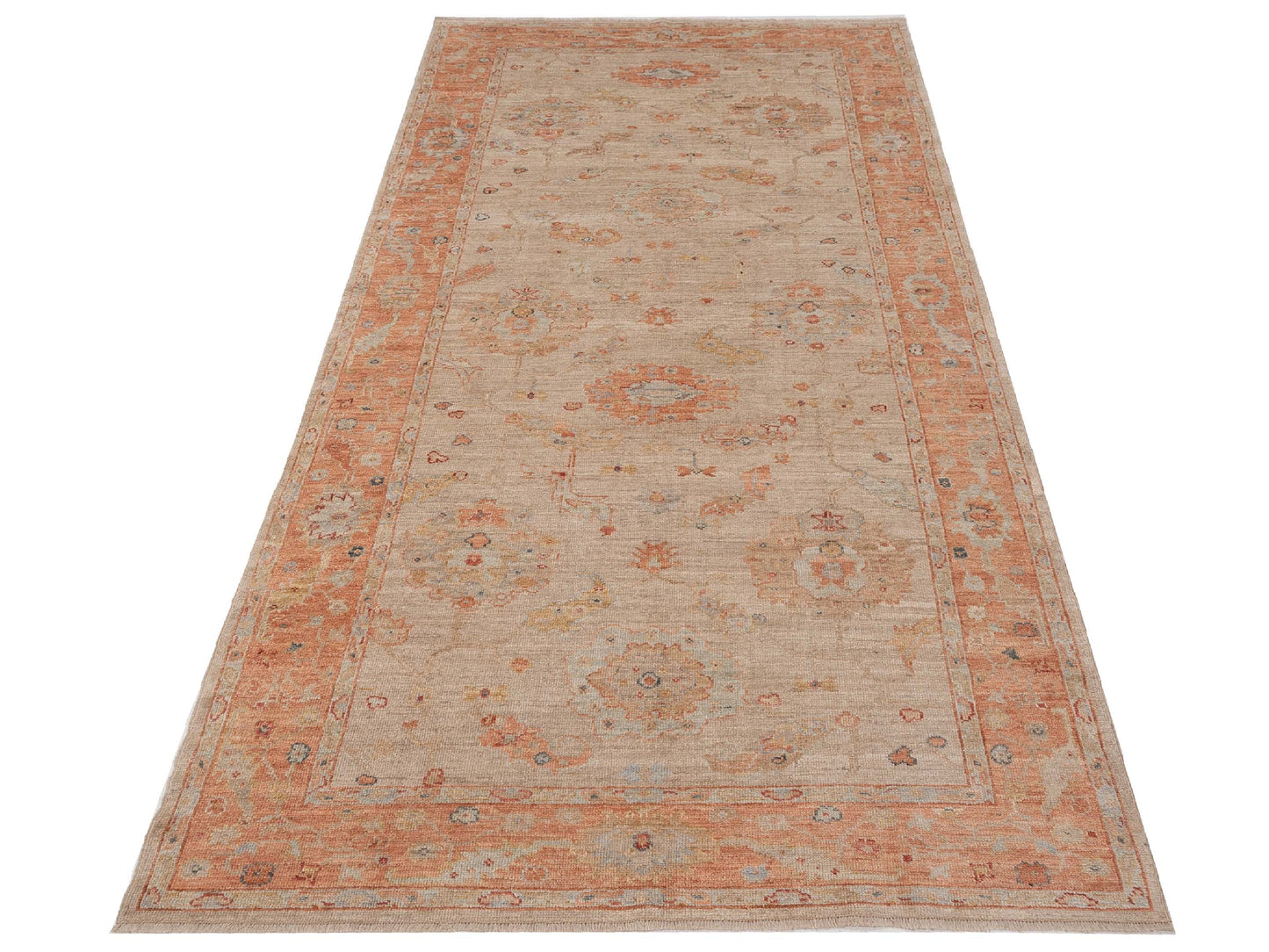 Angora Oushak 149326 Beige Rust 6x13.2 Hand Knotted Rug