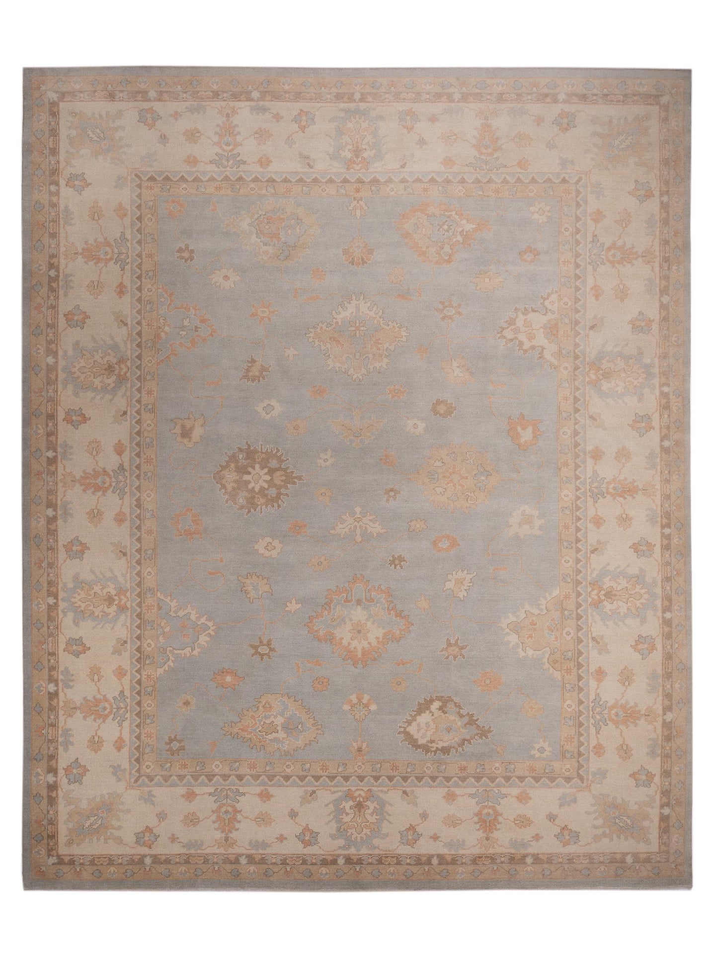 Rajpur Oushak Shah  Light Blue Ivory Traditional