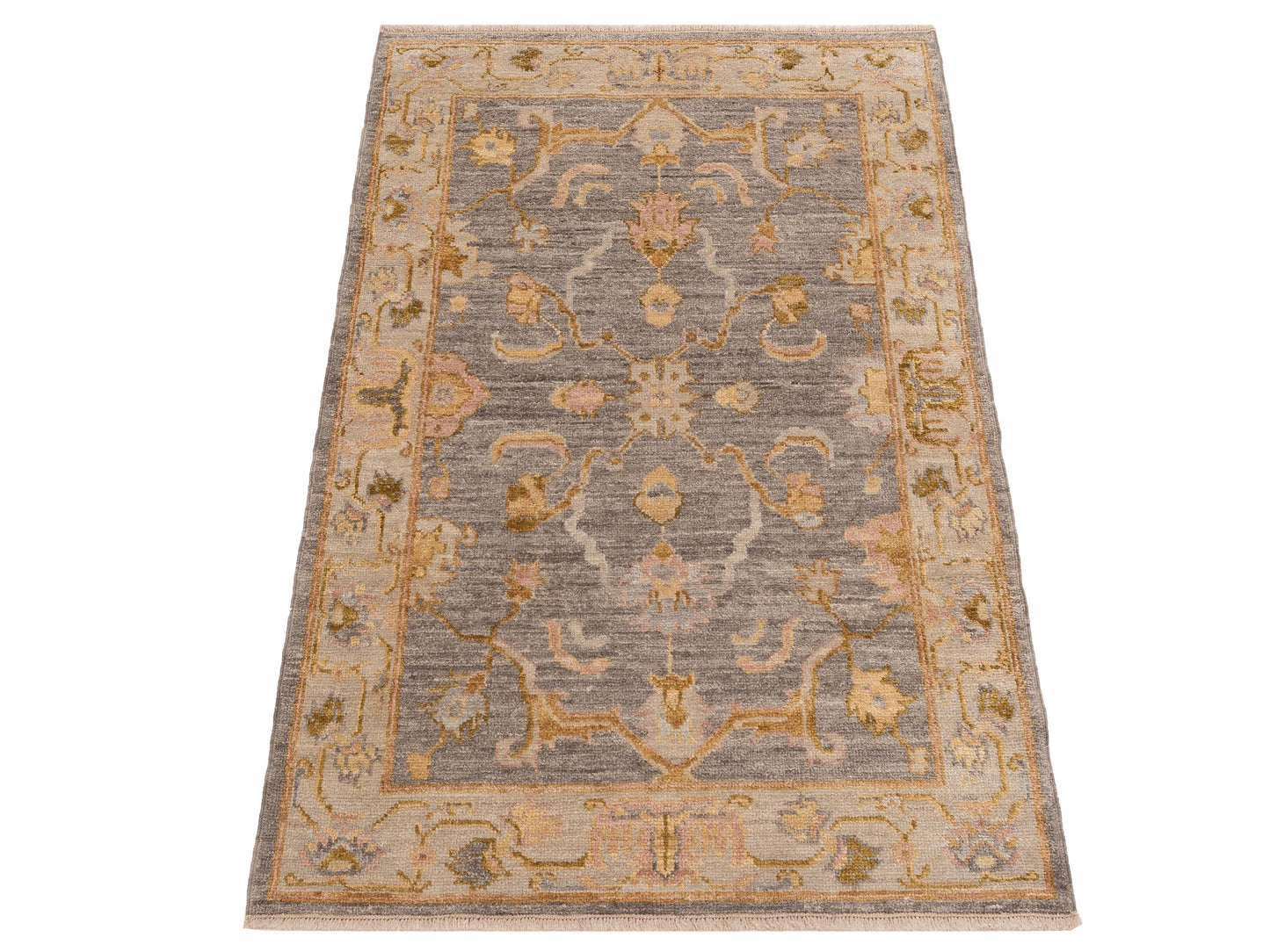Angora Oushak 150401 Gray Ivory 4x5.11 Hand Knotted Rug