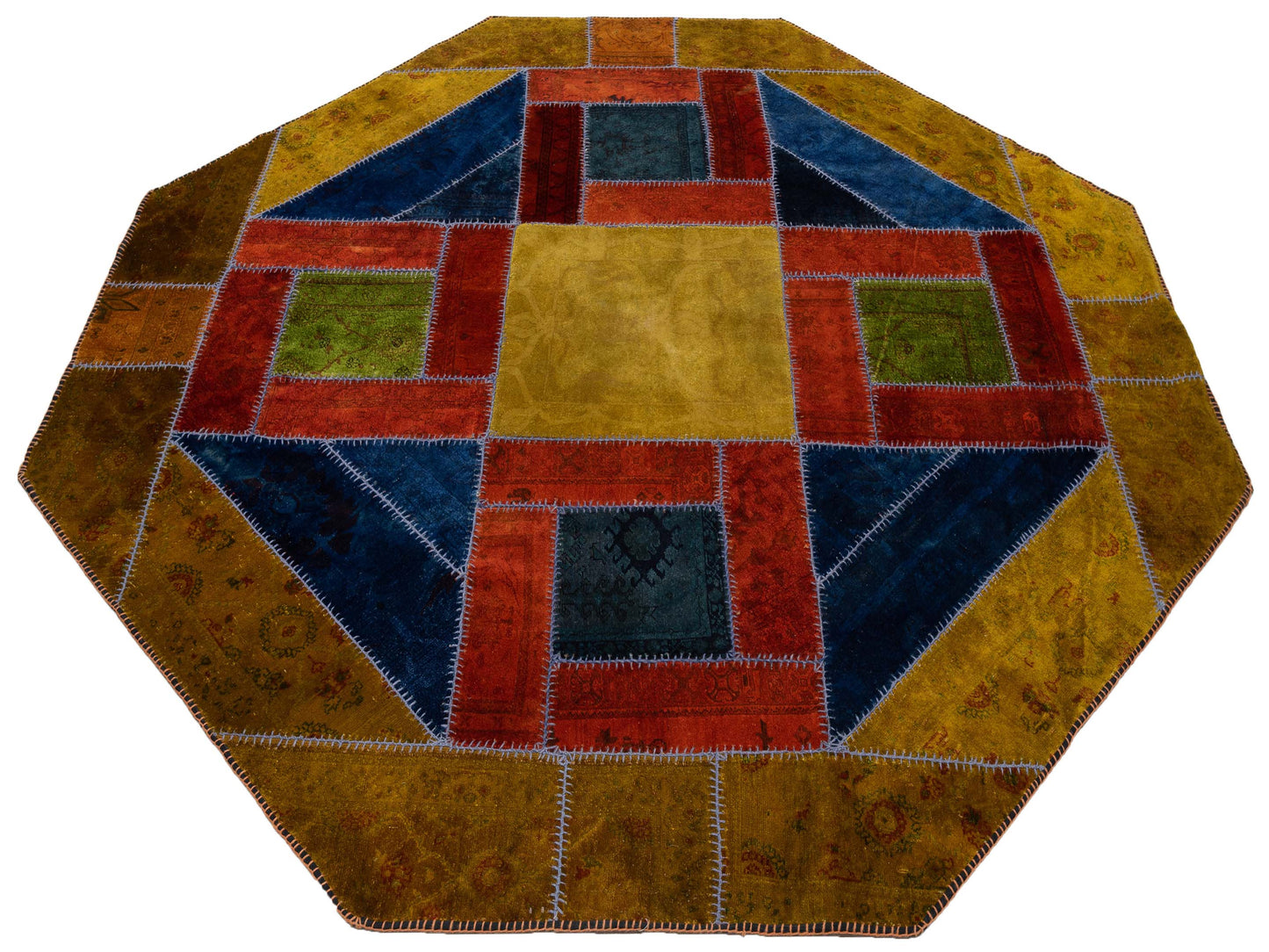 Turkish Vestige Patchwork 108491 Multi 10.8x10.8 Hand Knotted Rug