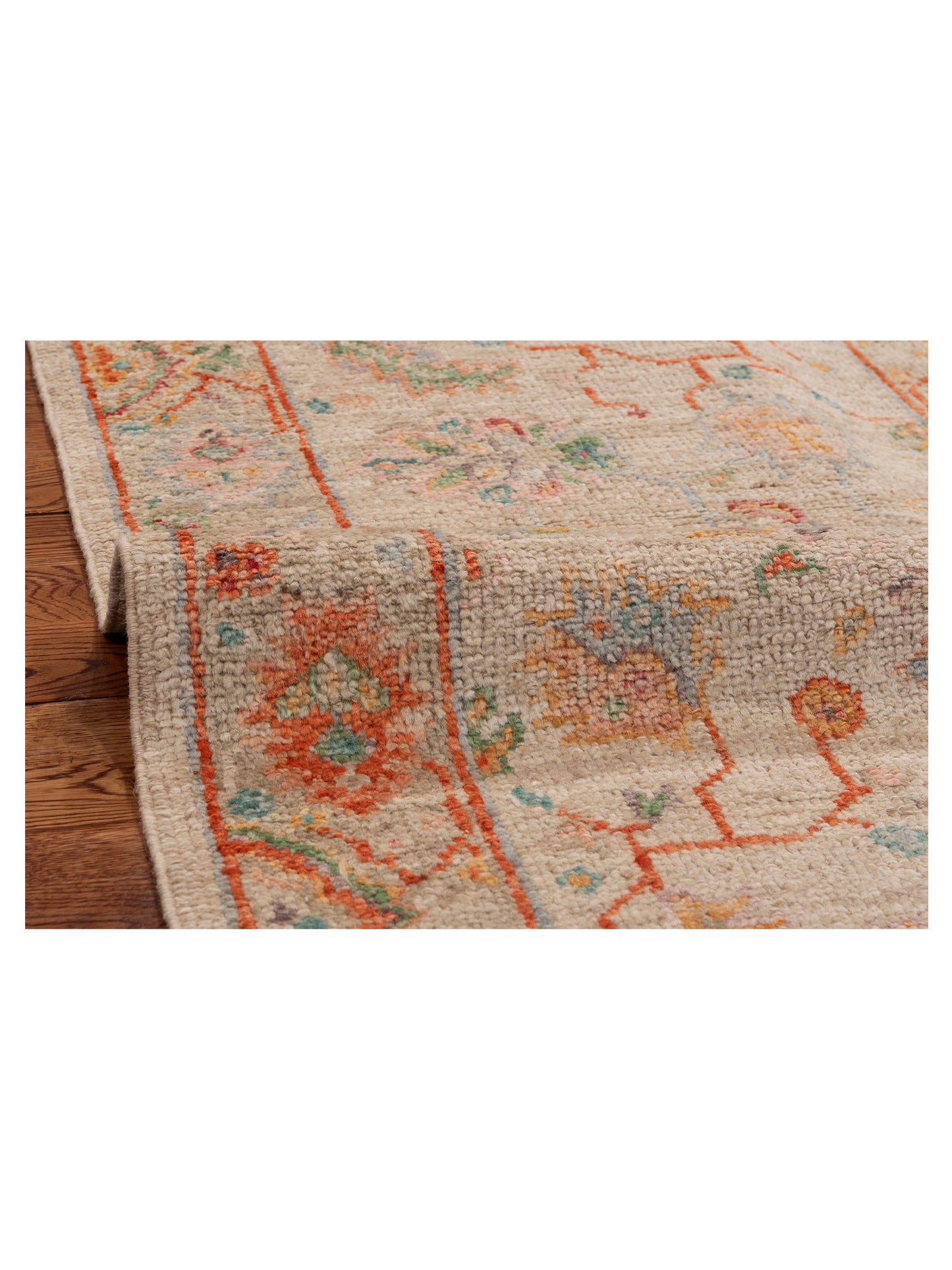 Angora Oushak 153987 Beige Brown 2.6x9.6 Hand Knotted Rug