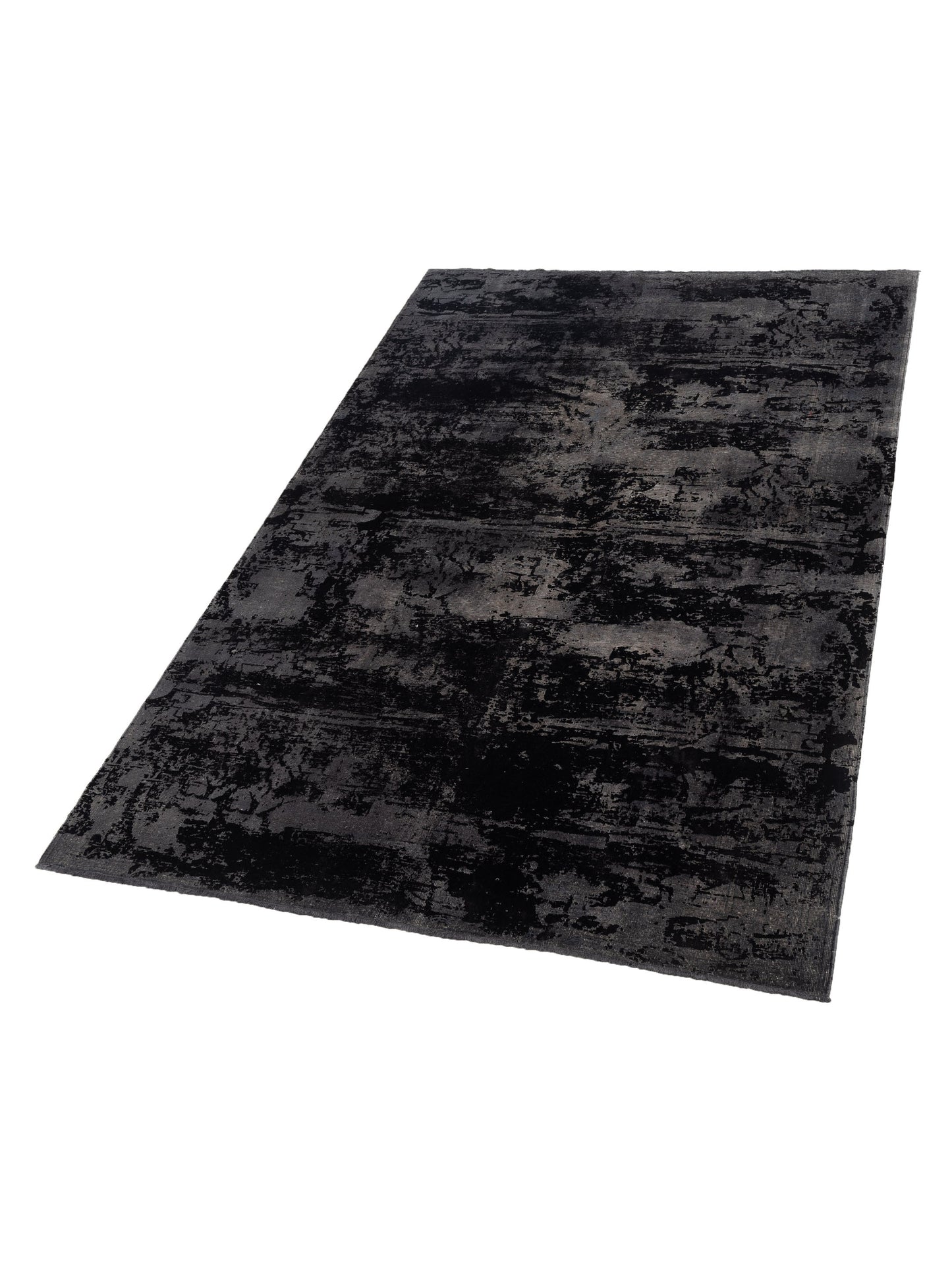 Vintage 111958 Gray Black 6.6x9.5 Hand Knotted Rug