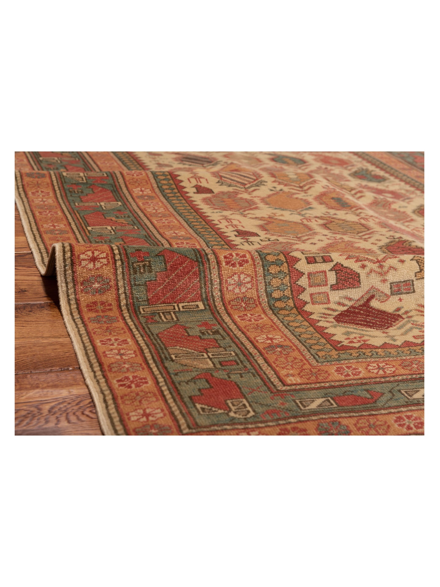 Antique Loom 104508 Ivory Blue 4.6x6.5 Hand Knotted Rug