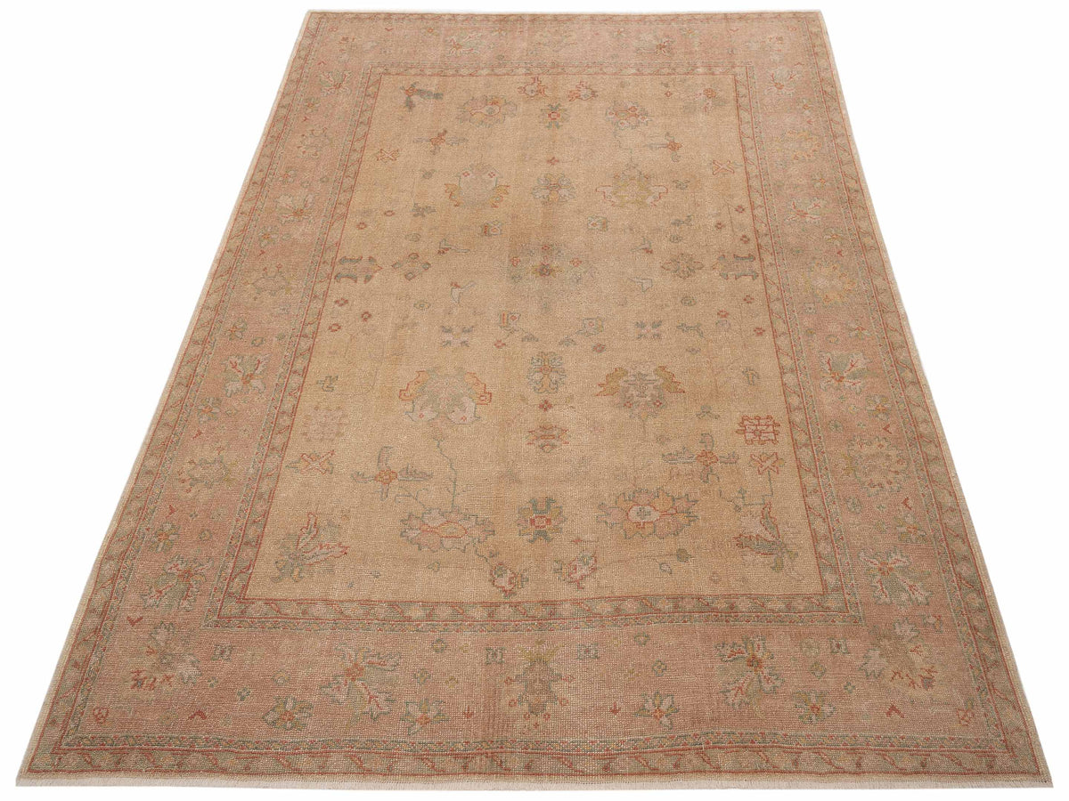 Anadol Oushak 74789 Cream Pink 8.5x10.2 Hand Knotted Rug