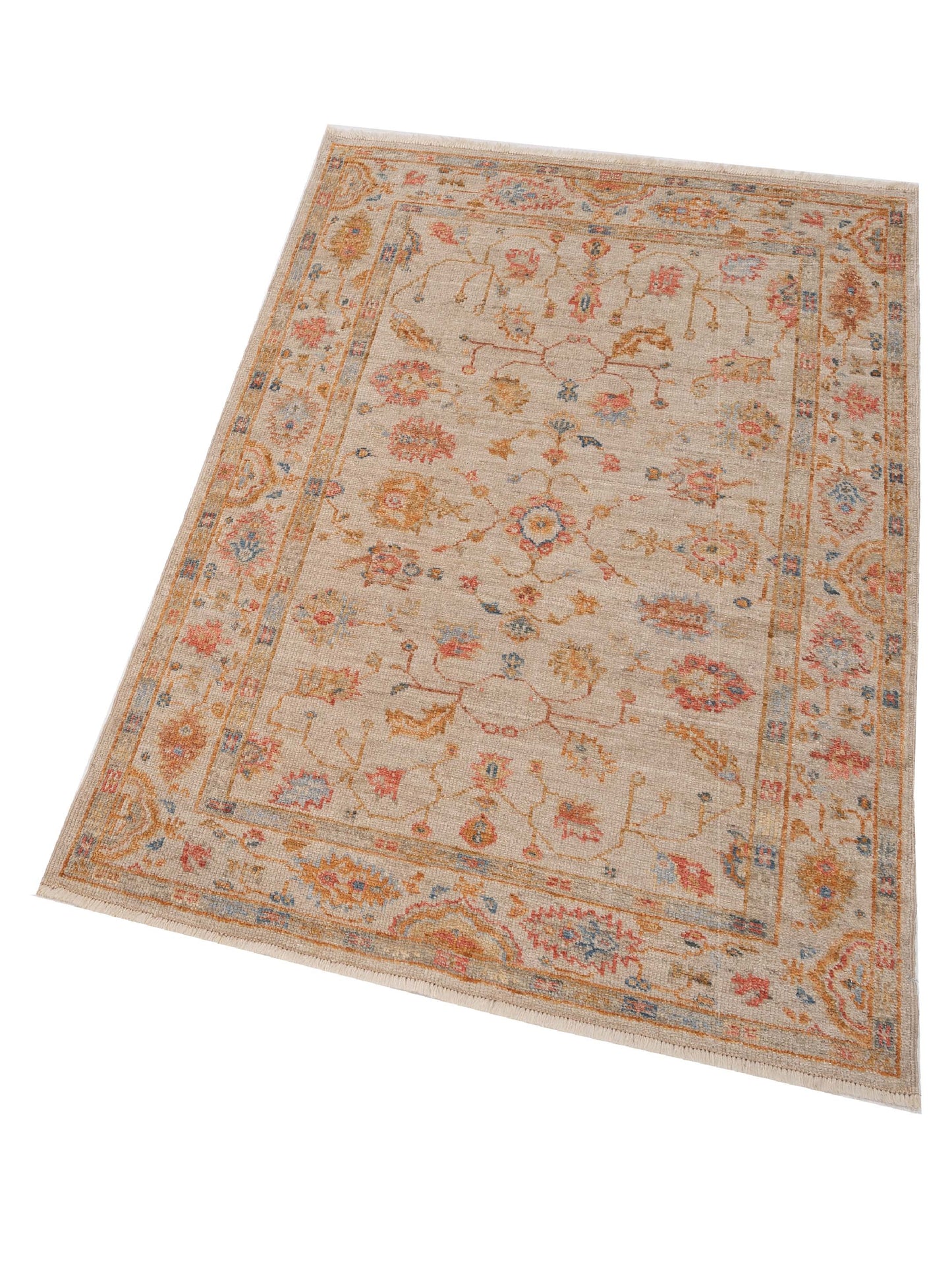 Angora Oushak 149594 Ivory Ivory 4x5.10 Hand Knotted Rug