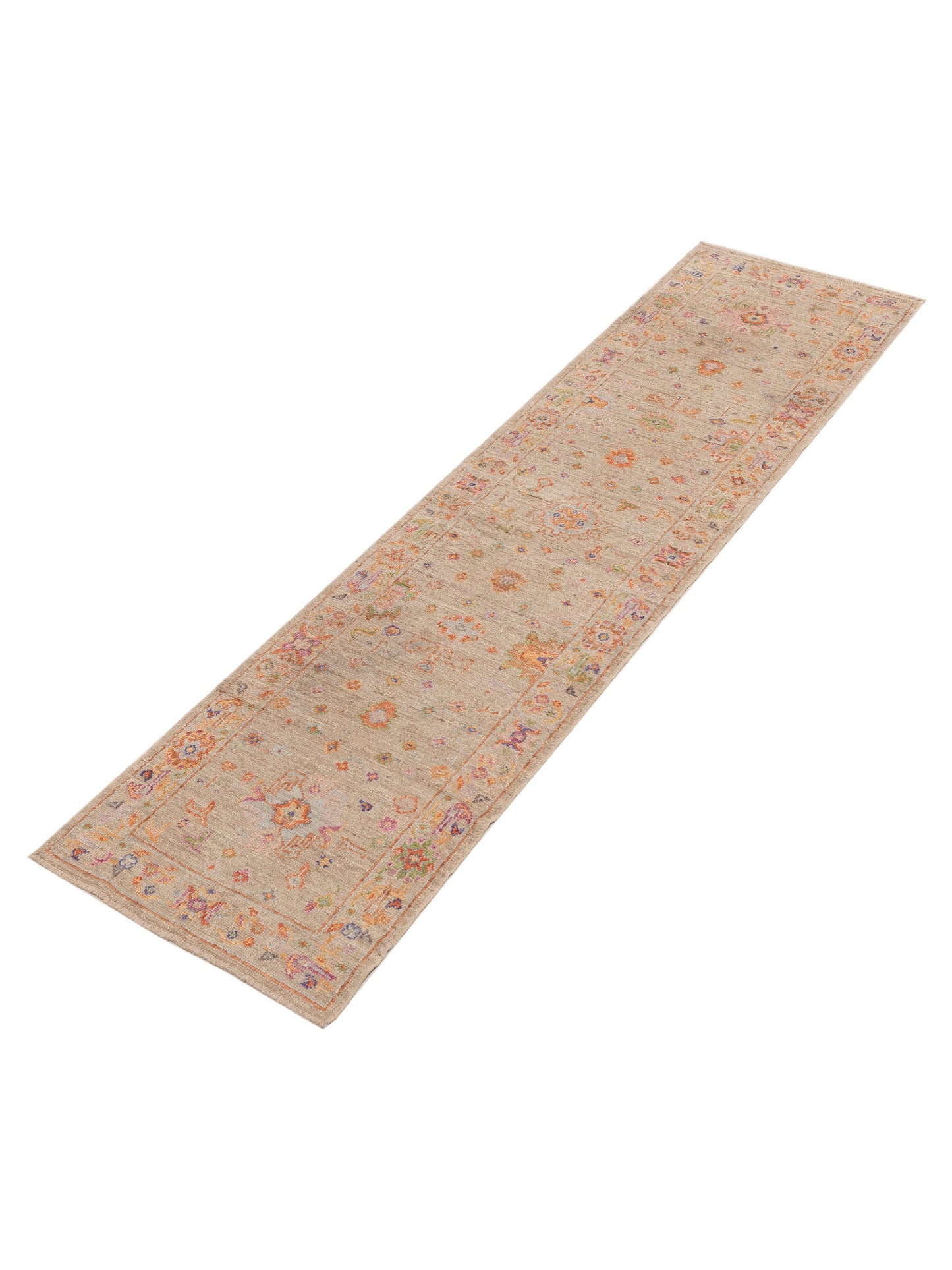 Angora Oushak 153985 Beige Beige 2.8x10.3 Hand Knotted Rug