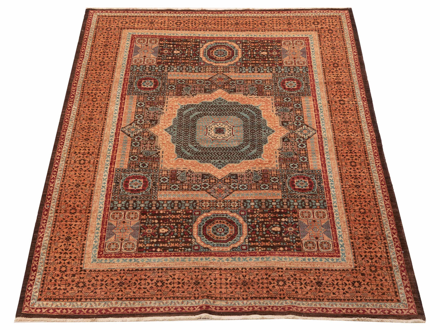Artisan Mamluk 154647 Brown Orange 5.9x7.10 Hand Knotted Rug