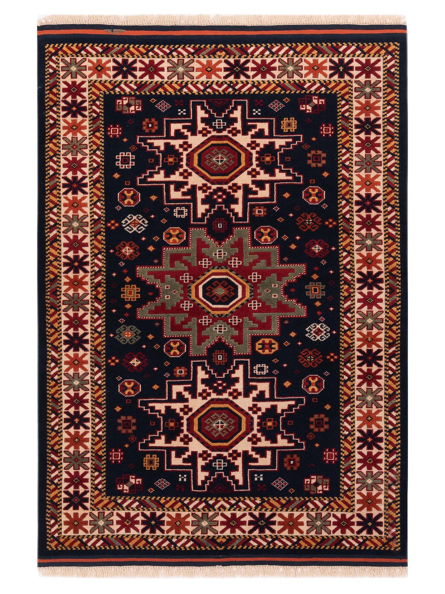 Pasha Turkish Shirwan  Navy Ivory Traditional