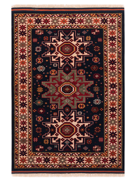 Pasha Turkish Shirwan  Navy Ivory Traditional