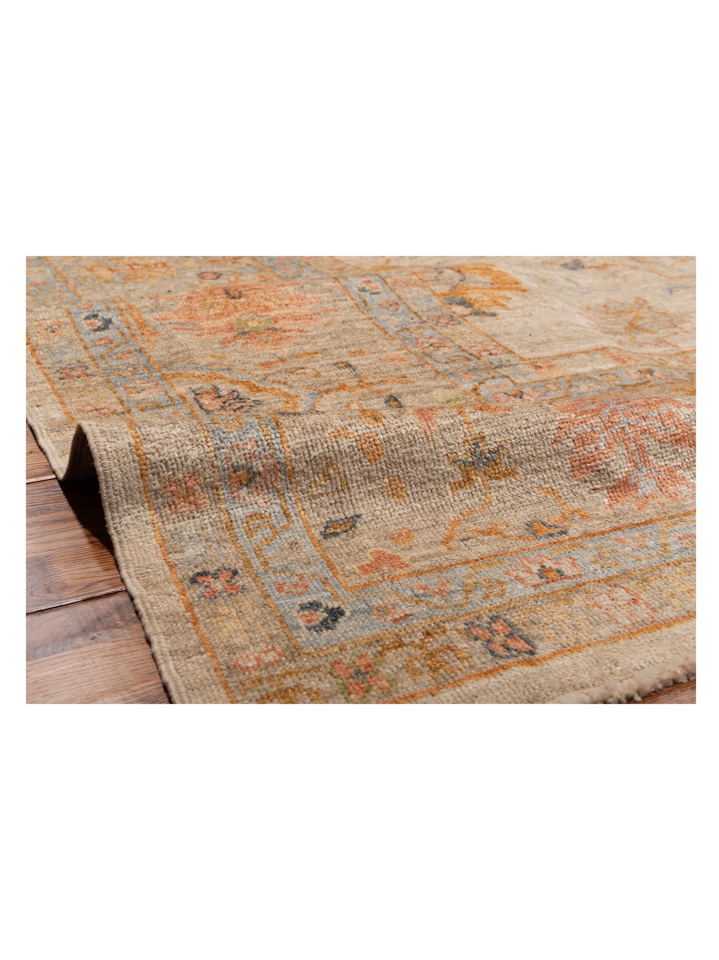 Angora Oushak 149483 Ivory Light Brown 13x16.4 Hand Knotted Rug