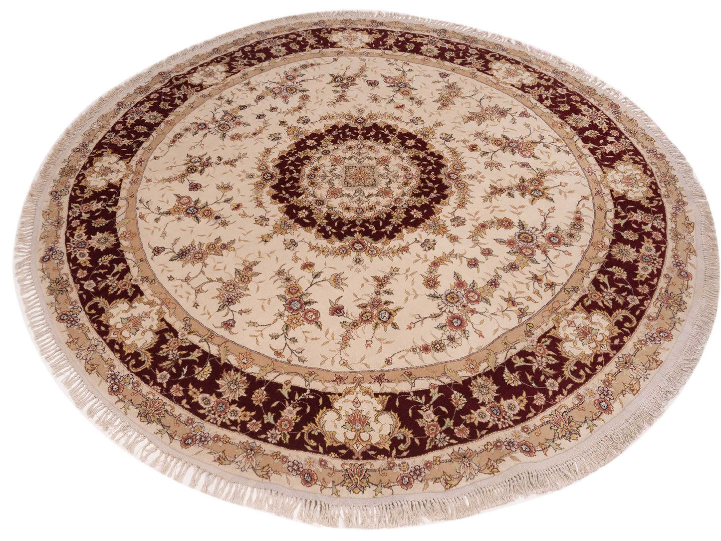 Magnolia 121100 Ivory Red 10x10 Hand Knotted Rug